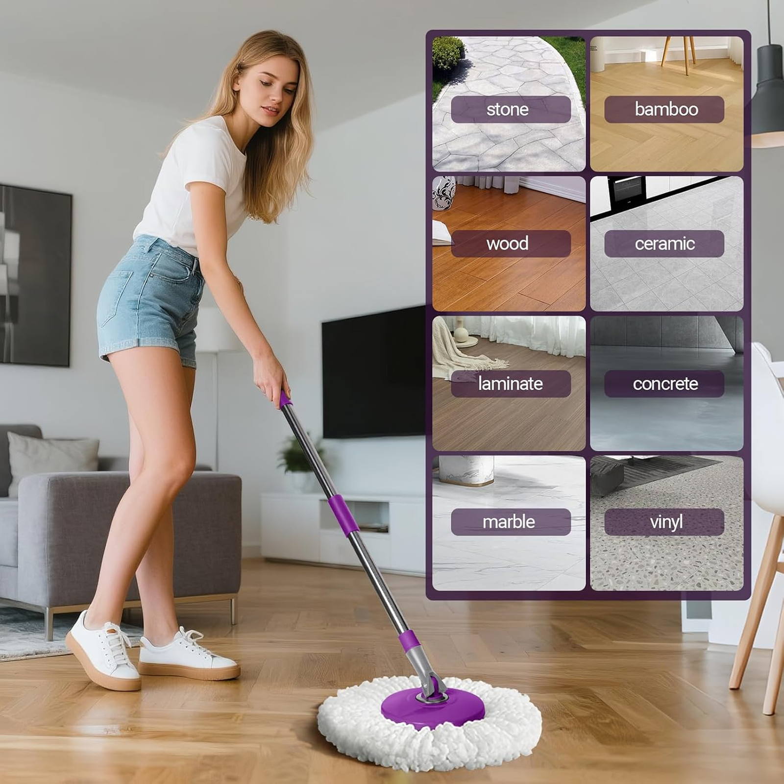 360° Spin Mop Set – Easy Floor Cleaning with Durable Wringer