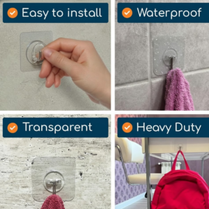 Transparent Suction Hooks – Strong Hold, Drill-Free Storage | GlimmerHome