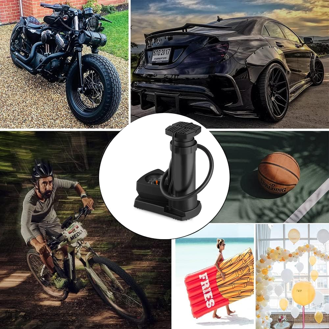 Mini Foot Pump – Portable Tire Inflator with Gauge | Velvet Wheels