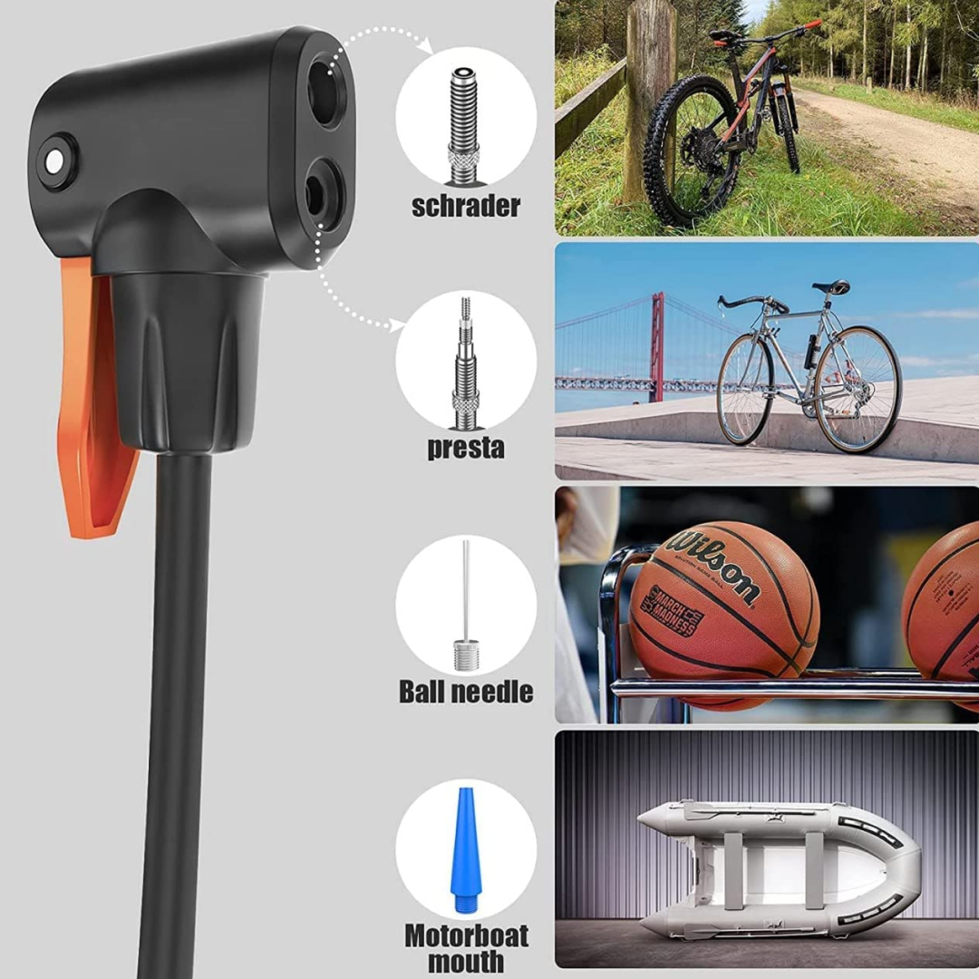 Mini Bike Pump – Portable Foot Operated with Gauge | Safora