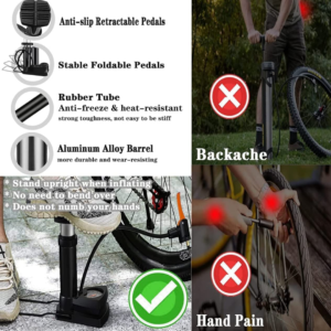 20538 Mini Bike Pump – Portable Foot Operated with Gauge | Safora
