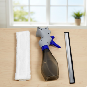 Glass Cleaner Brush – 3-in-1 Spray Type Tool | Velvet Wipe