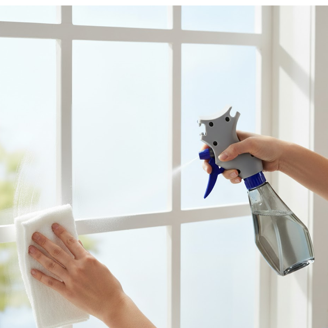 Glass Cleaner Brush – 3-in-1 Spray Type Tool | Velvet Wipe
