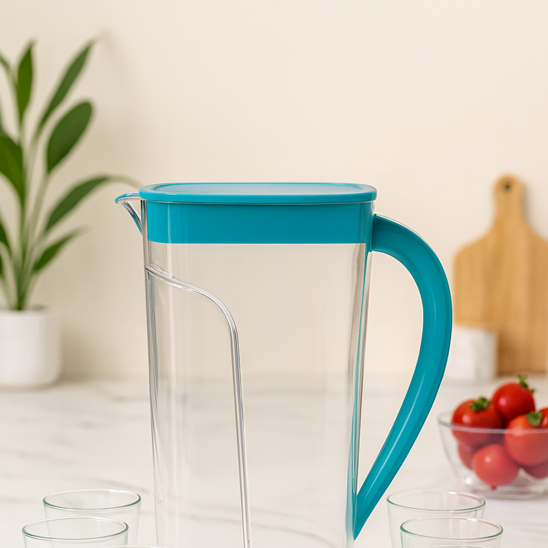 20744 Plastic Jug with 6 Glass Set – 1.5L Unbreakable & Elegant