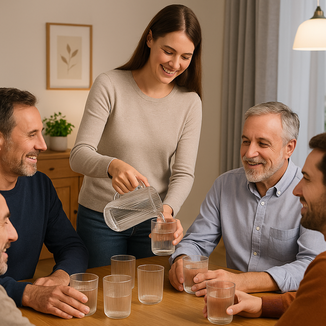 Plastic Glass Set – 6 Tall Ribbed 300ml Unbreakable Glasses
