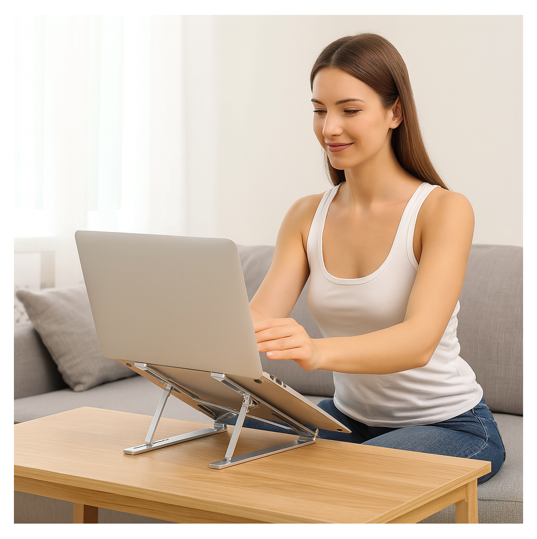 Portable Laptop Stand – 6-Angle Metal Riser for Desk | Wiregenix