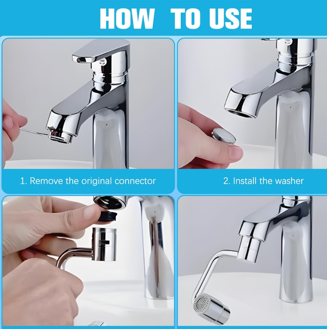 Rotating Faucet Sprayer – 1080° Swivel & Dual Flow | Bathora
