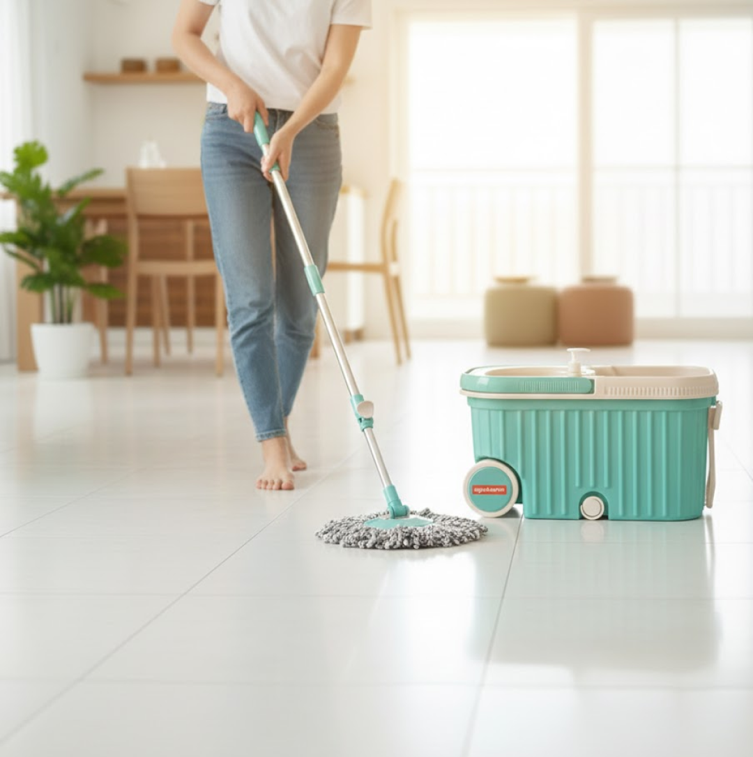 360 Spin Mop with Wheels – Microfiber, Auto-Fold Handle | Ganesh