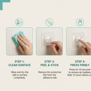 Adhesive Hooks – Transparent Damage-Free Wall Hanging | GlimmerHome