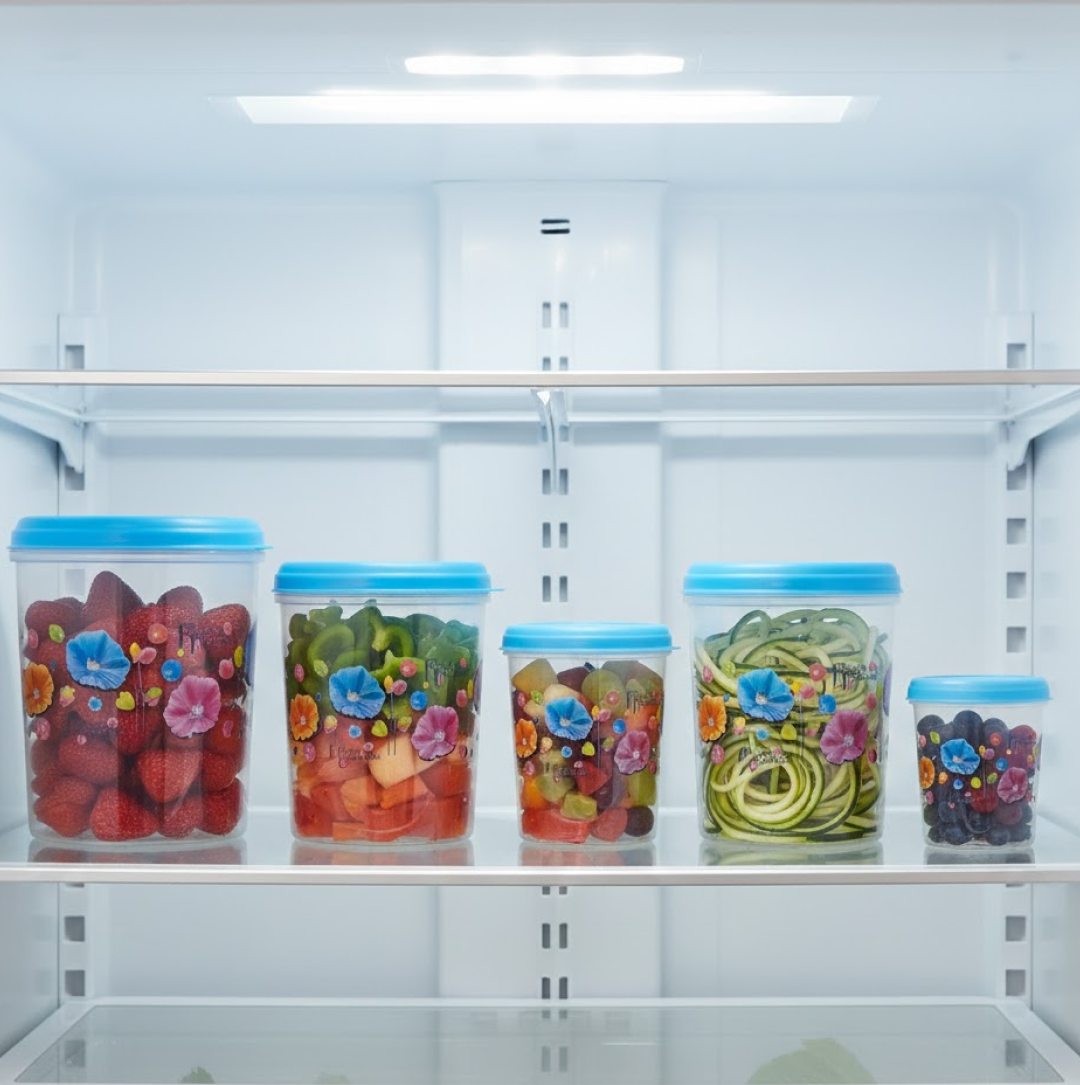 Airtight Plastic Container Set – 5-Piece Food Storage | Velvet Wheels