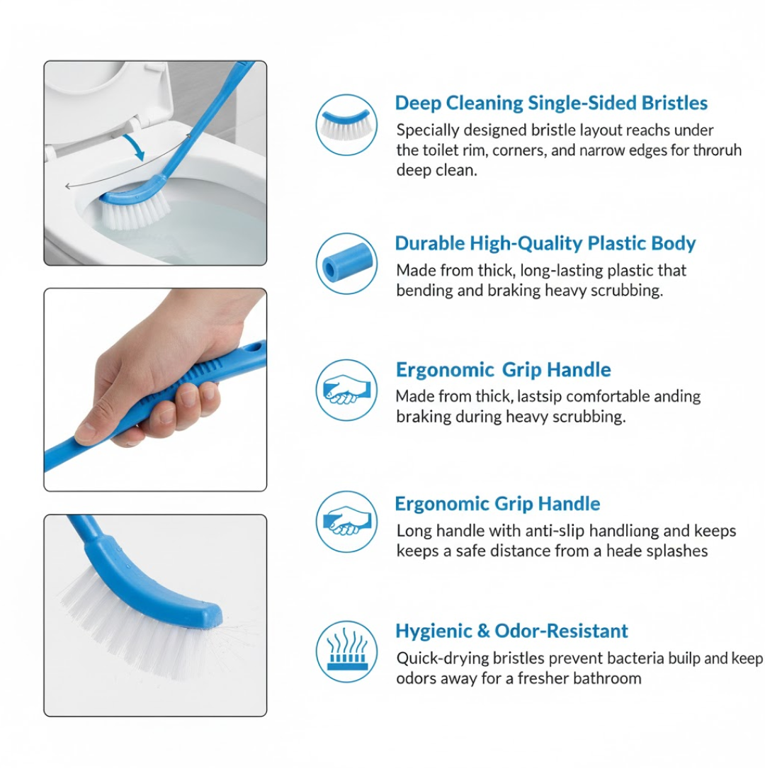 Toilet Cleaning Brush – Ergonomic, Long Handle | Velvet Wipe