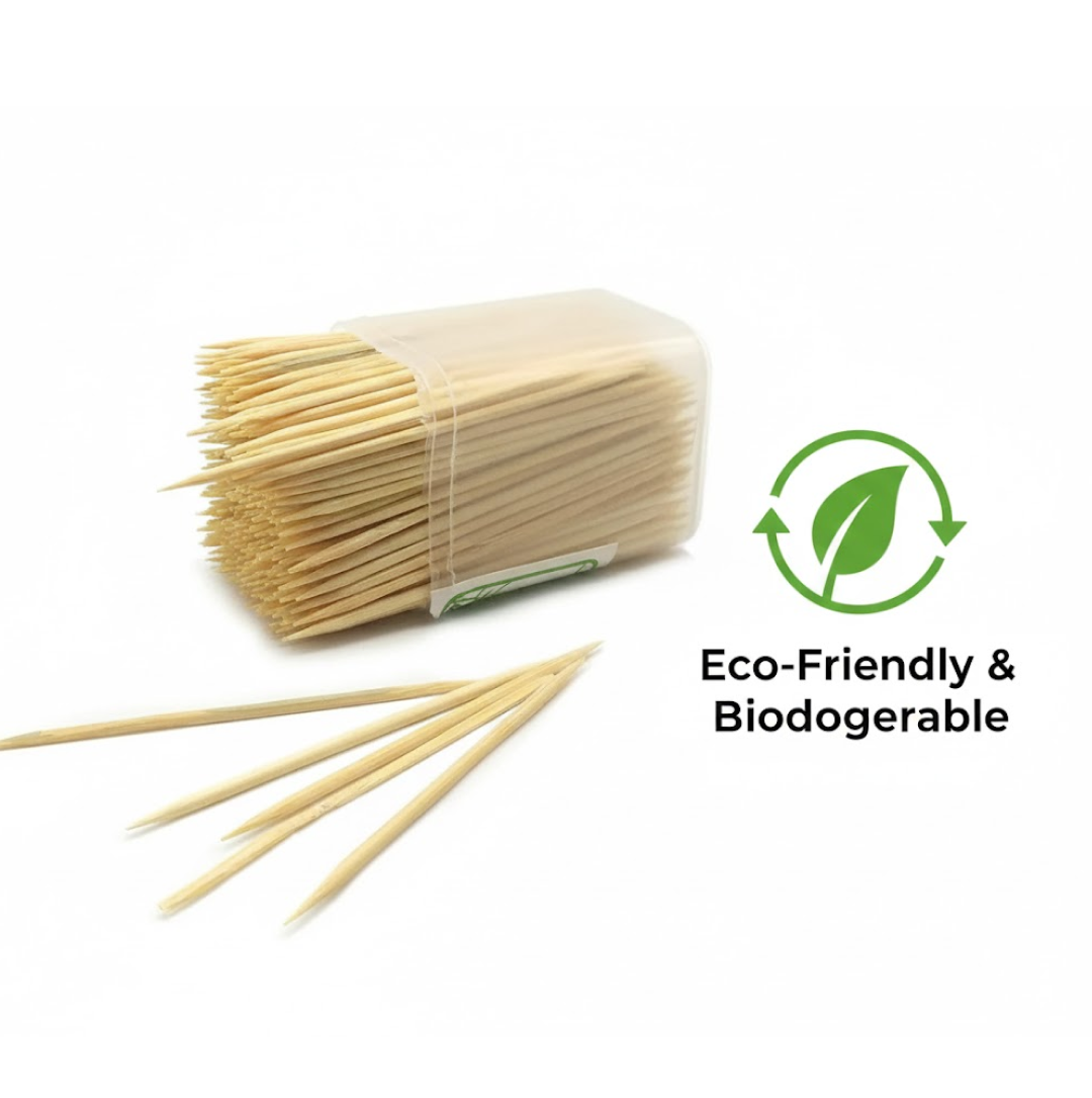 Wooden Toothpicks – Hygienic Dispenser Box, 250 Sticks |