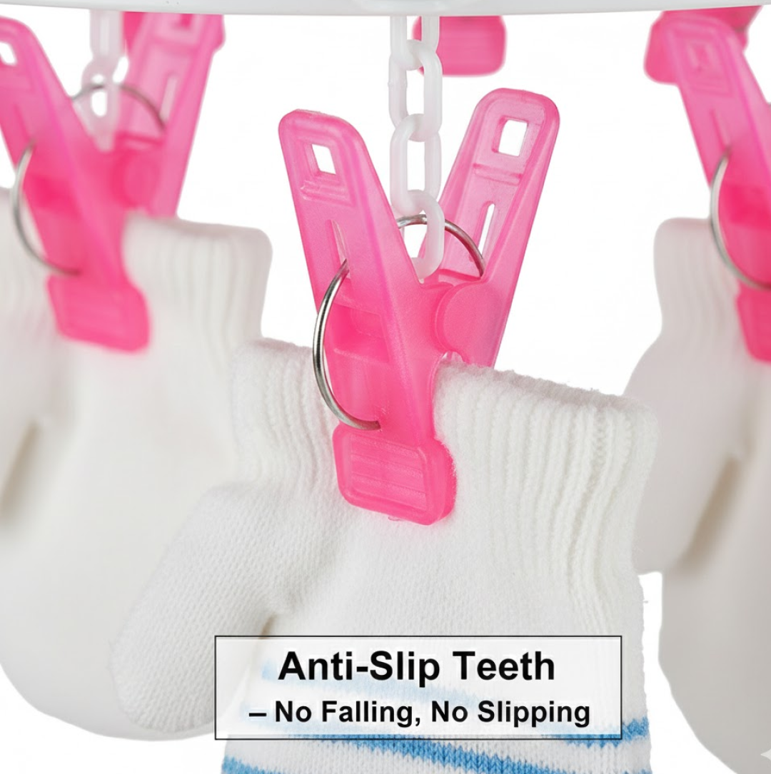 Cloth Drying Hanger – Round with 24 Clips, Space-Saving | Indo Glow