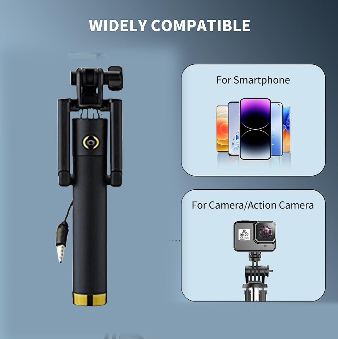 Selfie Stick with Aux Wire – Universal Phone Holder |