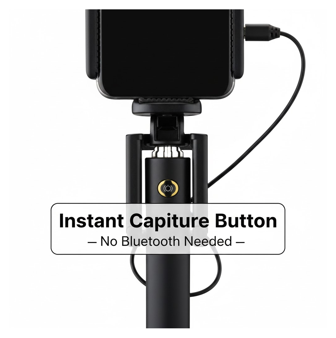 Selfie Stick with Aux Wire – Universal Phone Holder |