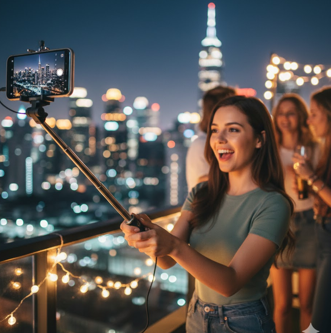Selfie Stick with Aux Wire – Universal Phone Holder |