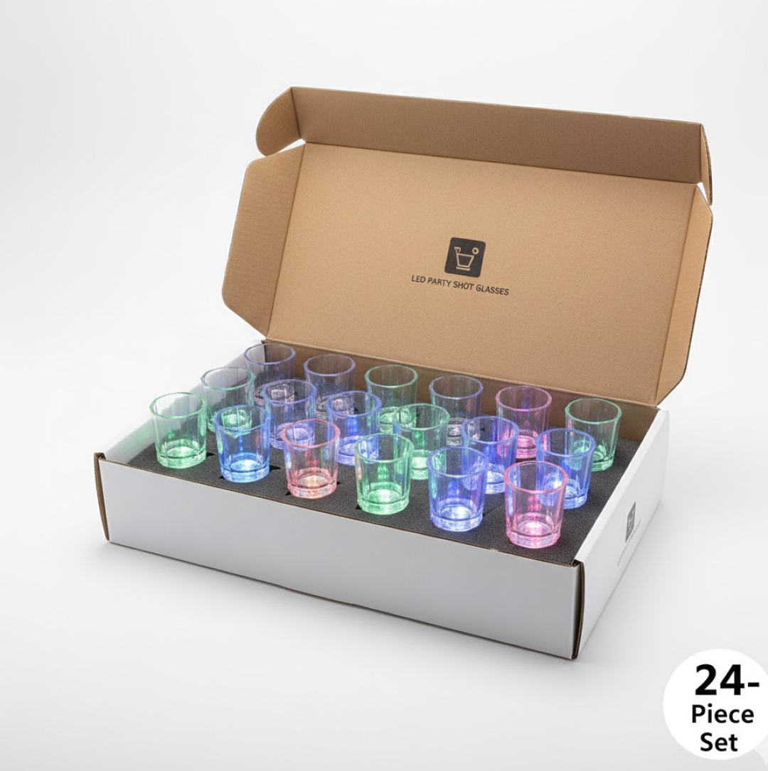 LED Light-Up Shot Glass Set – Vibrant Party Drinkware 24 Pc