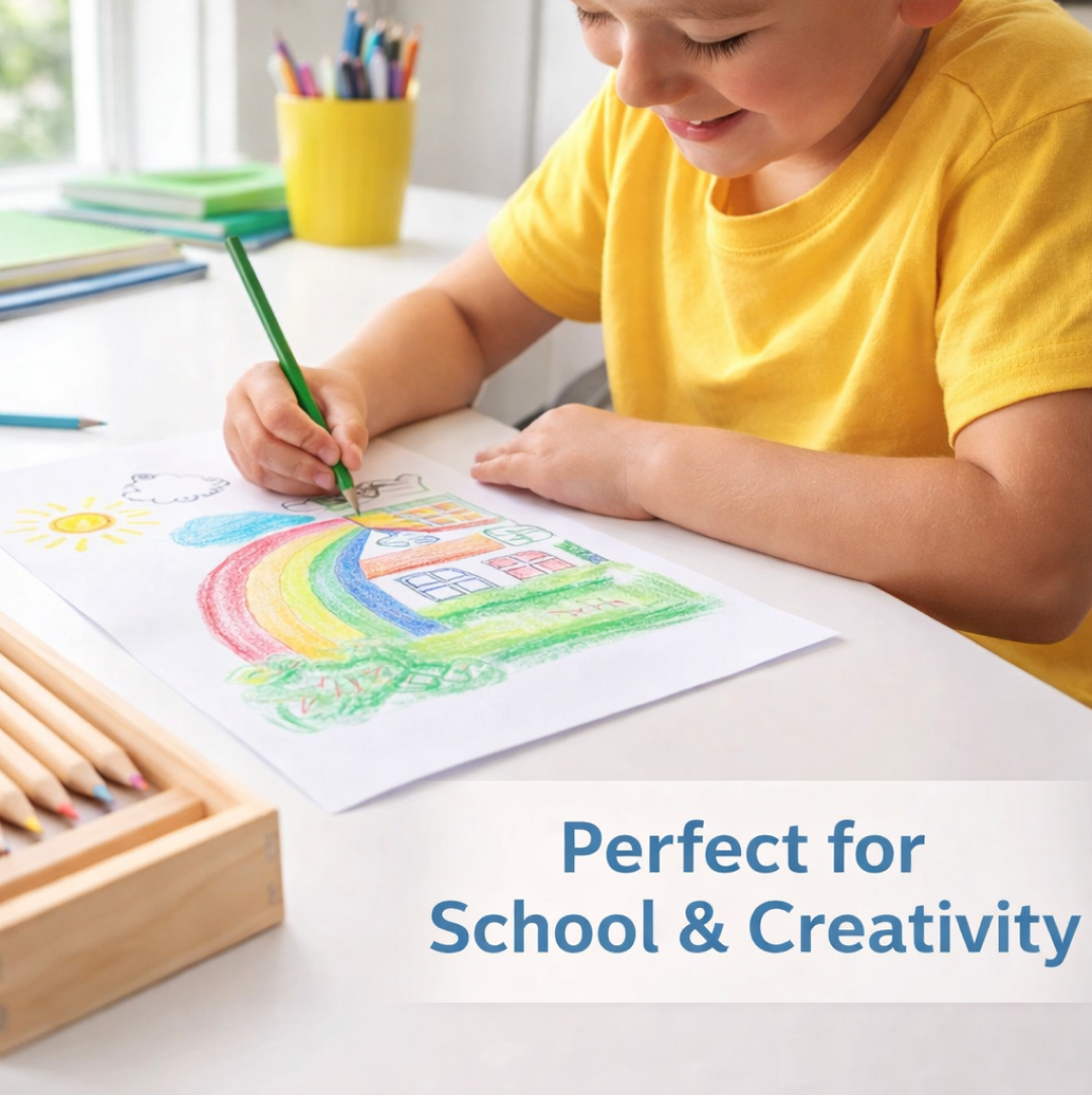 Wooden Pencil Set – 12 Pcs with Box & Sharpener | TinyTrendy