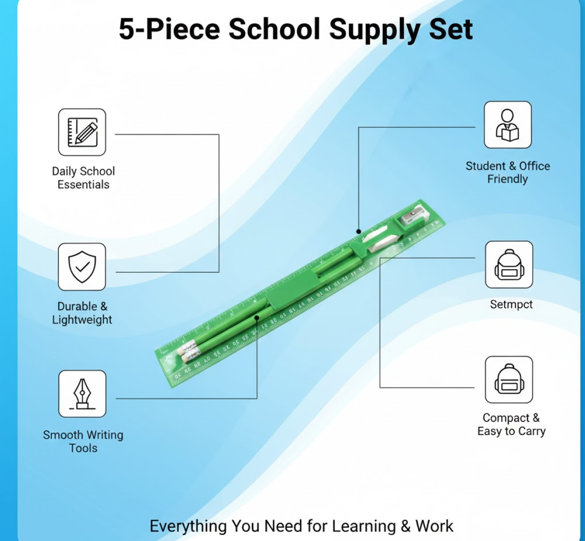 School Supply Set – 5-Piece Essential Stationery Kit |