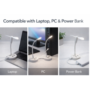 Portable USB Fan, Light & 3-Port Hub Combo for Laptops | Deskrova