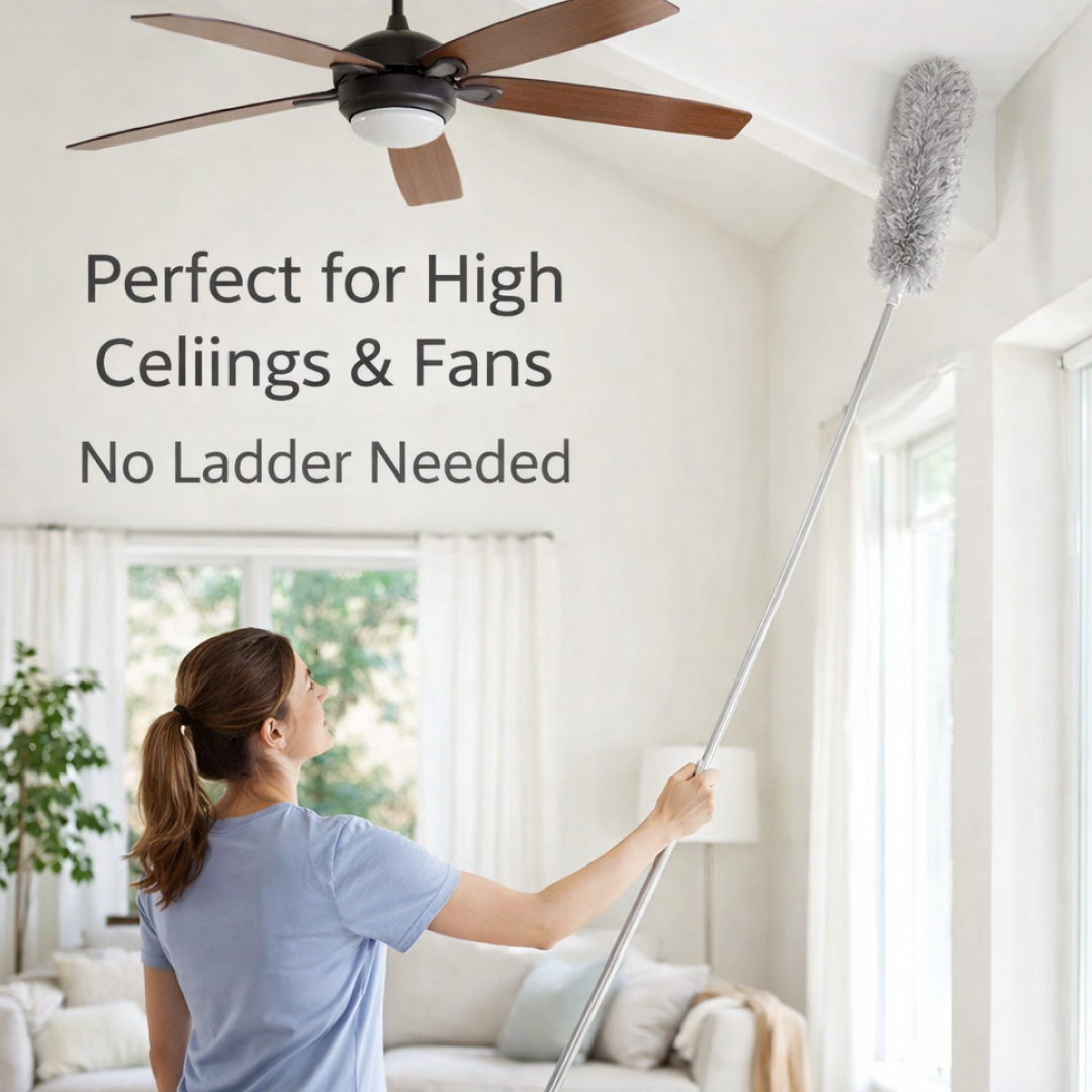 Microfiber Duster – 100-Inch Extendable Handle | Velvet Wipe