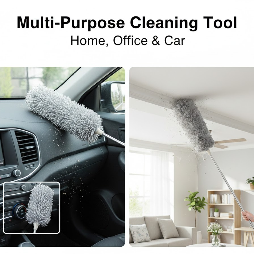 Microfiber Duster – 100-Inch Extendable Handle | Velvet Wipe