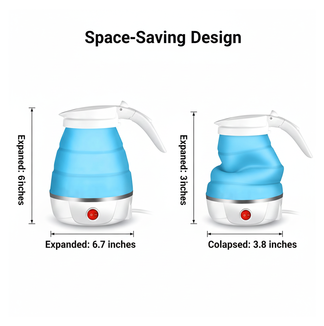 Foldable Electric Kettle – Portable 0.6L Travel Boiler | Siplix