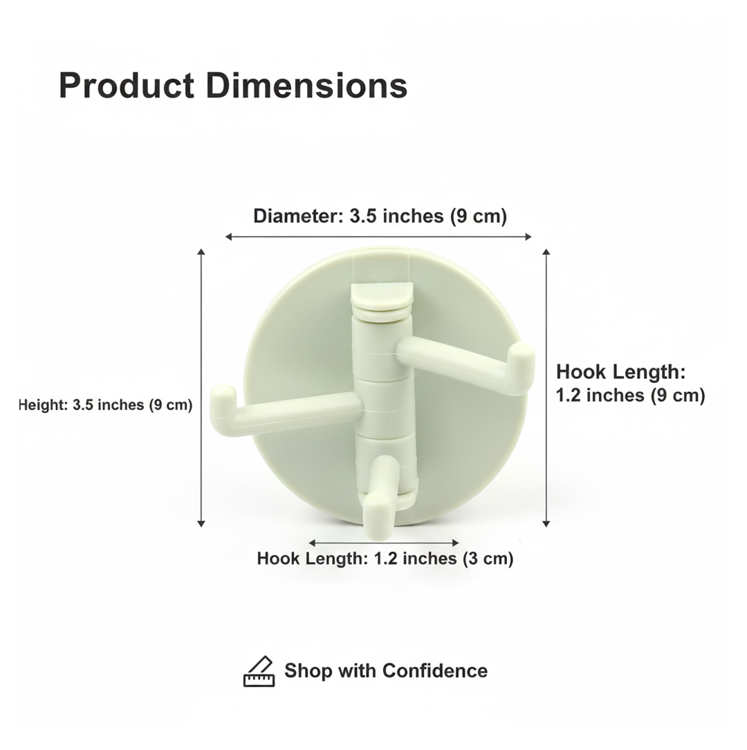 Punch-Free Sticky Hook – 3-Hook Rotating Organizer | GlimmerHome
