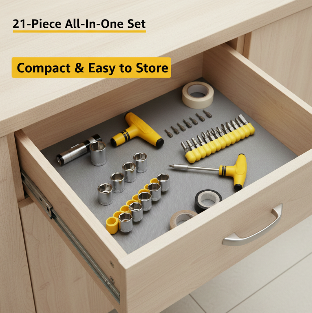 Ratchet Socket Set – 21-Piece T-Shape Tools | XcelCraft