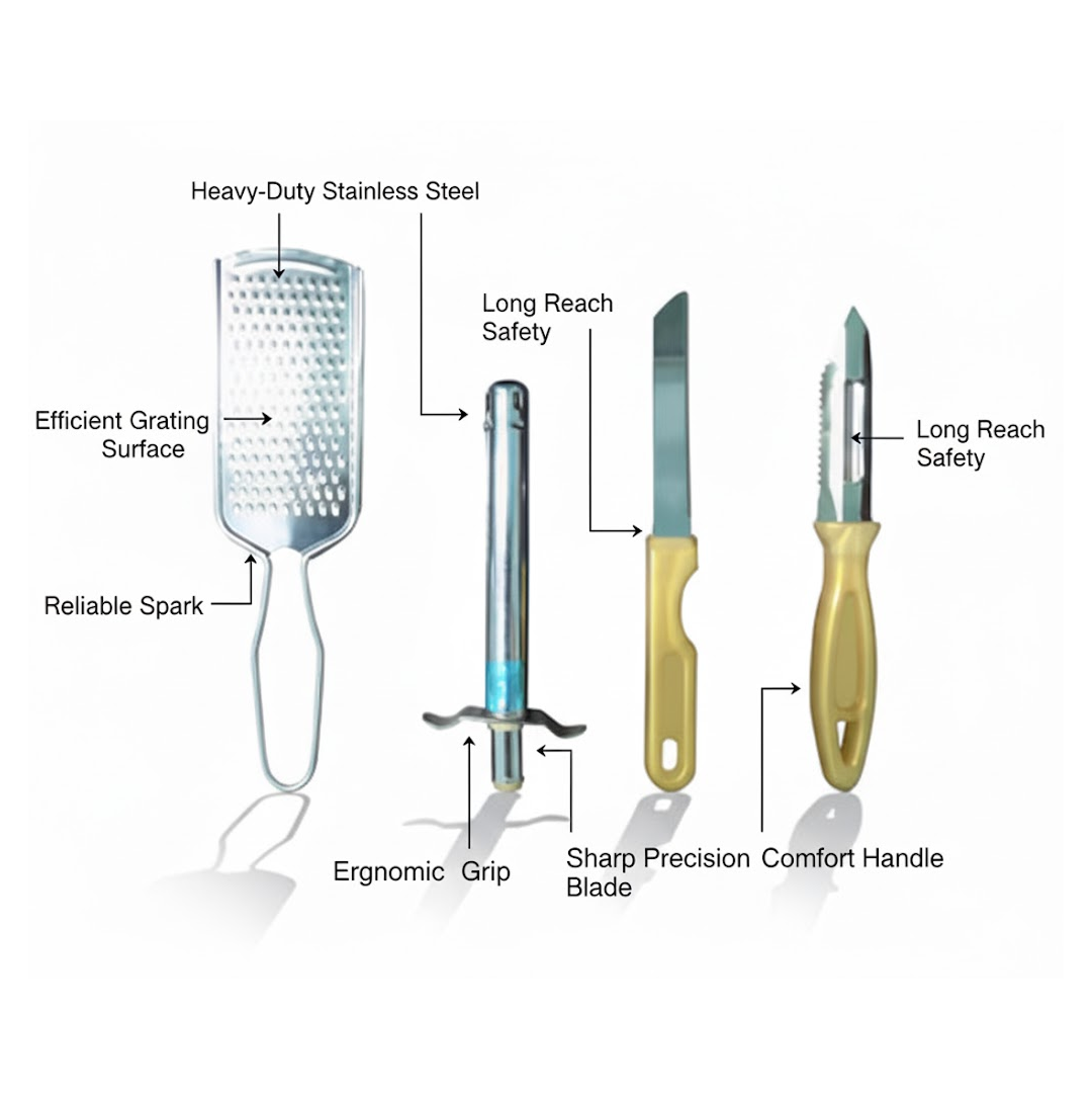 2092622017 4-in-1 Kitchen Tool Set – Stainless Steel Combo | CookAura