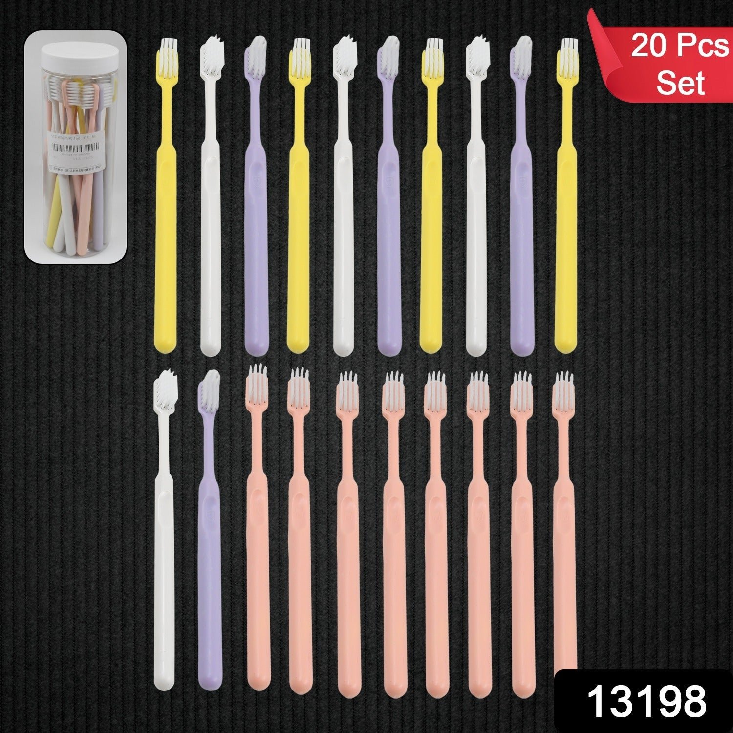 Soft Plastic Toothbrush Set – 20 Pcs with Travel Box | BrushedUp