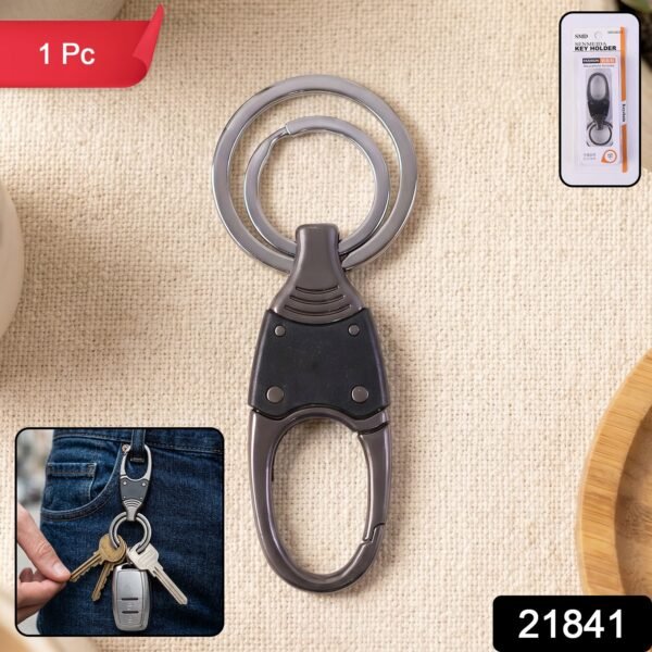 Metal Key Holder – Durable Dual Ring with Rotating Swivel
