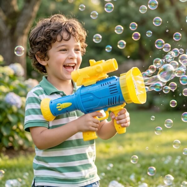 Automatic Bubble Gun – Rechargeable with Colorful Lights for Kids