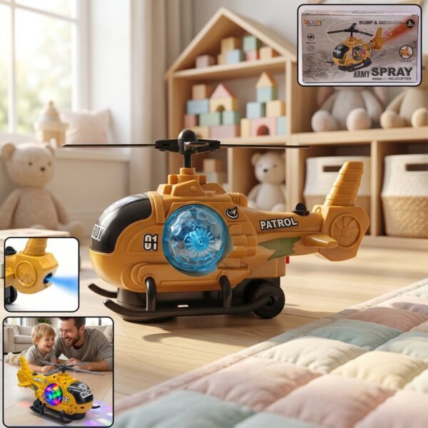 Military Spray Helicopter Toy – Lights, Music & Mist for Kids