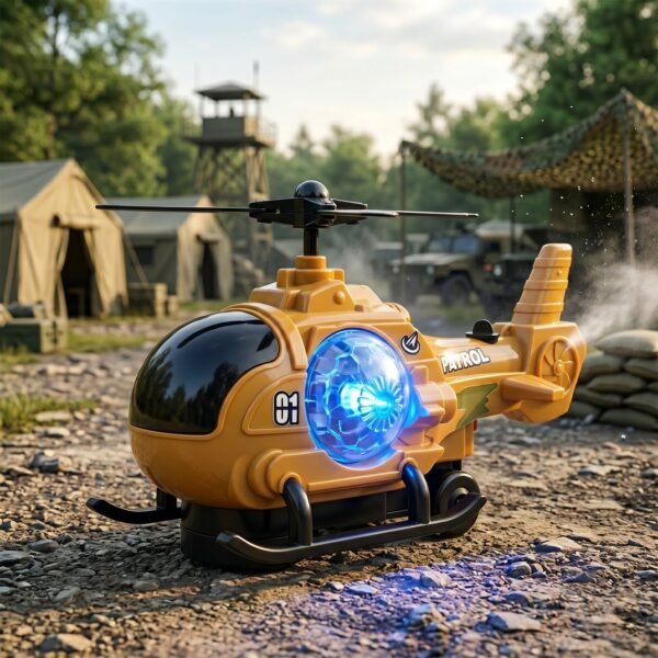 Military Spray Helicopter Toy – Lights, Music & Mist for Kids