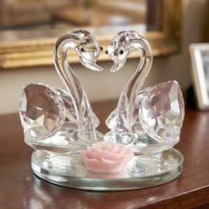 Crystal Swan Pair Showpiece – Elegant Decorative Gift for Love