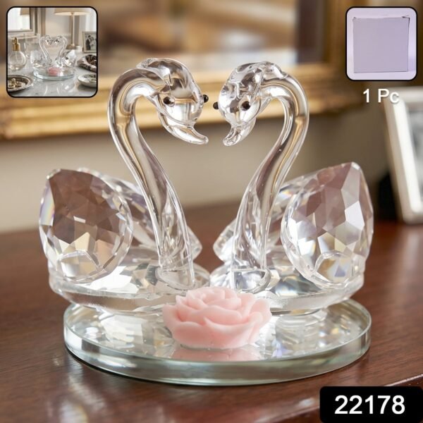 Crystal Swan Pair Showpiece – Elegant Decorative Gift for Love