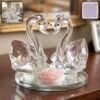 Crystal Swan Pair Showpiece – Elegant Decorative Gift for Love