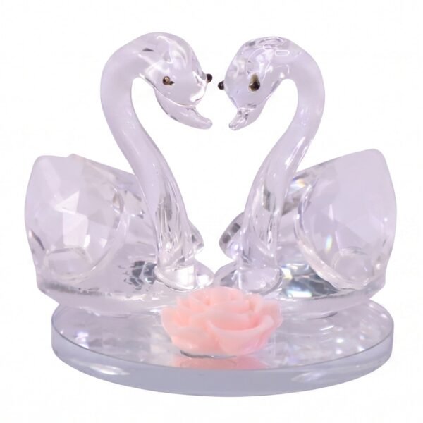 Crystal Swan Pair Showpiece – Elegant Decorative Gift for Love