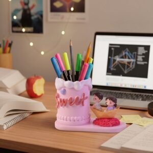 Pen Holder Stand – Decorative Resin Desk Organizer for Home & Office