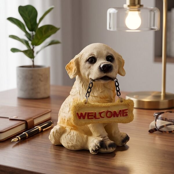 Dog Welcome Figurine – Charmingly Hand-Painted Home Decor