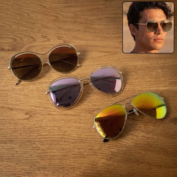 Fashion Sunglasses – Trendy Metal Frame with Mirrored Lenses