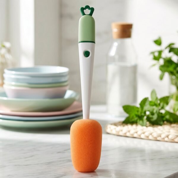 3 in 1 Carrot Bottle Cleaning Brush – Multipurpose Water Bottle Scrubber