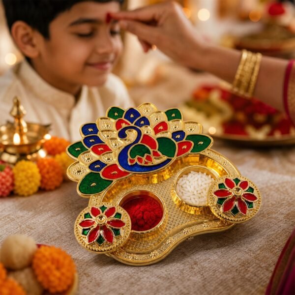 Peacock Shaped Kankavati – Traditional Puja Storage Box