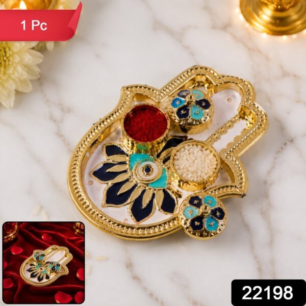 Hand Shaped Kankavati – Elegant Puja Storage with Enamel Work