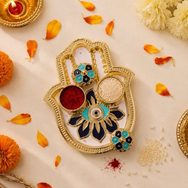 Hand Shaped Kankavati – Elegant Puja Storage with Enamel Work