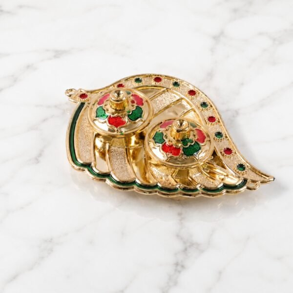 Kumkum Holder – Elegant Mango Shape with Twin Compartments for Puja