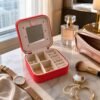 Mini Jewelry Organizer Box with Mirror – Portable Travel Case for Rings and Earrings