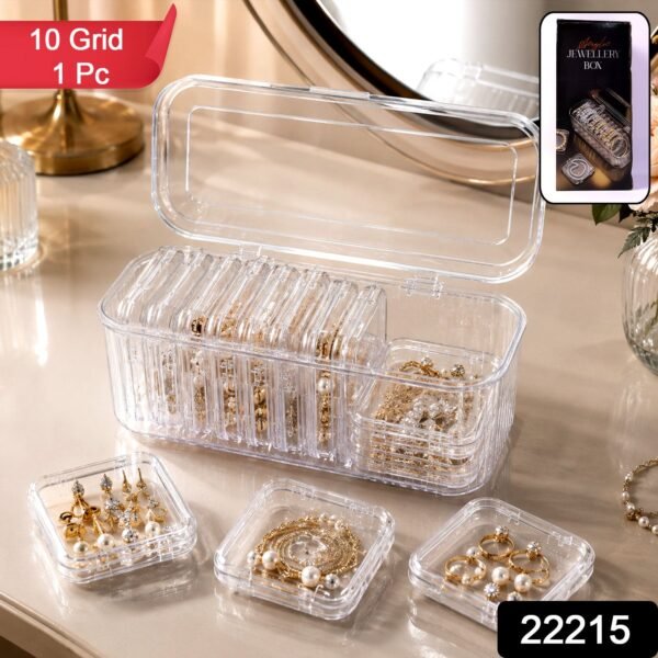 Acrylic Jewellery Storage Box – Clear Organizer with 10 Compartments