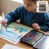 Solid Watercolor Paint Palette Kit with Metal Storage Box and Water Brush (1 Set)